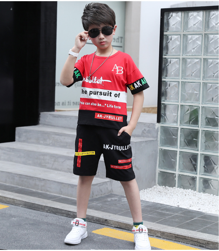 Big child Casual boy summer handsome fashion kids 2pcs set