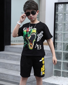 Summer boy big child child hip-hop shorts 2pcs set