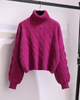 High collar winter short lazy thick sweater