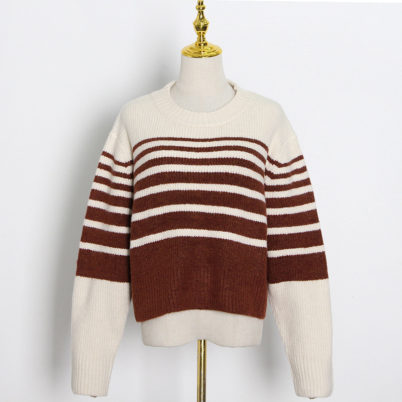 Splice stripe fashion mixed colors temperament sweater