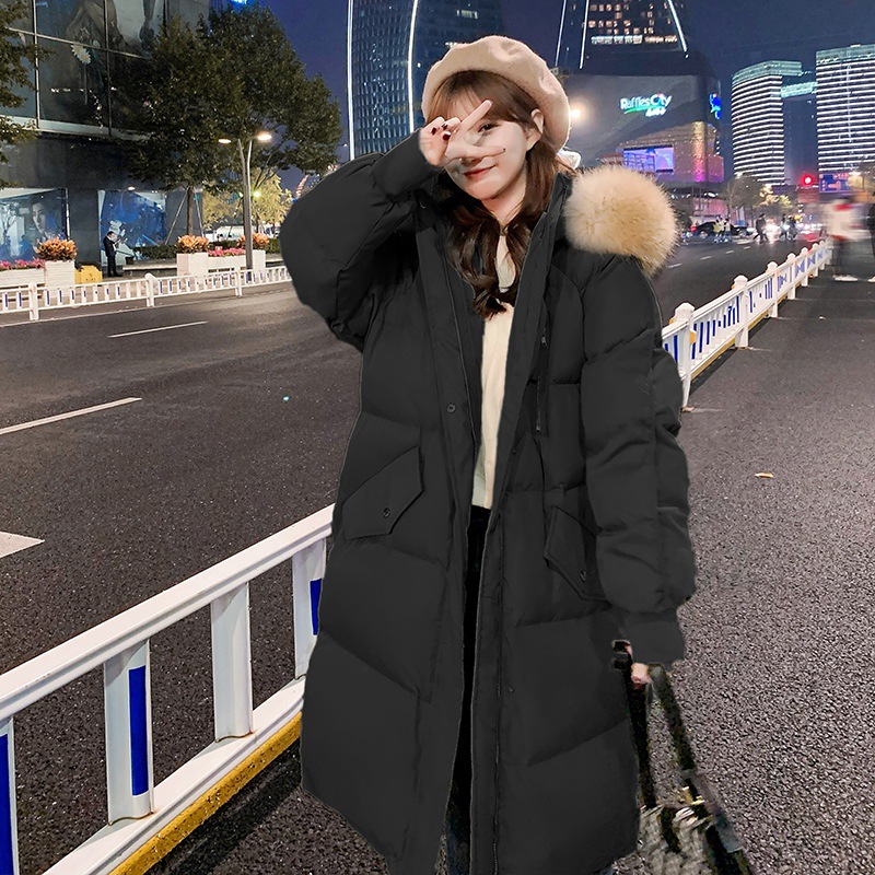 Thick fashion long down Korean style cotton coat for women
