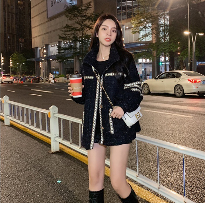Korean style woolen coat short tops for women