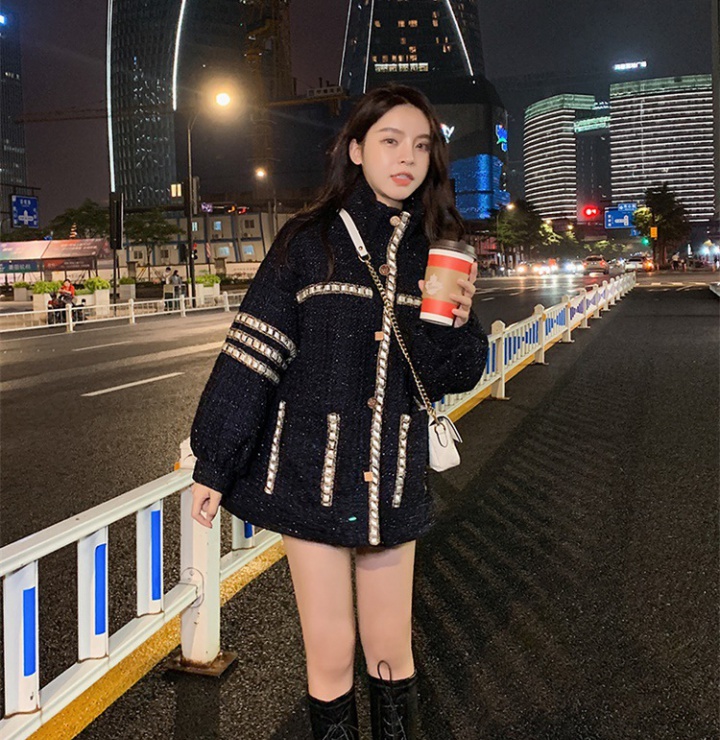 Korean style woolen coat short tops for women