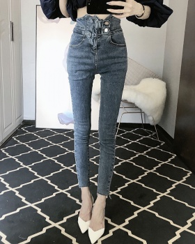 Tight slim high waist feet personality jeans for women