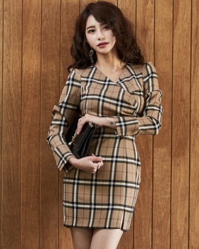 Winter V-neck Korean style split dress for women