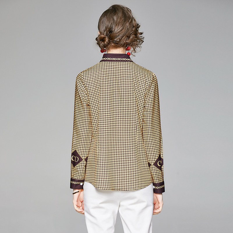 Pinched waist printing European style shirt