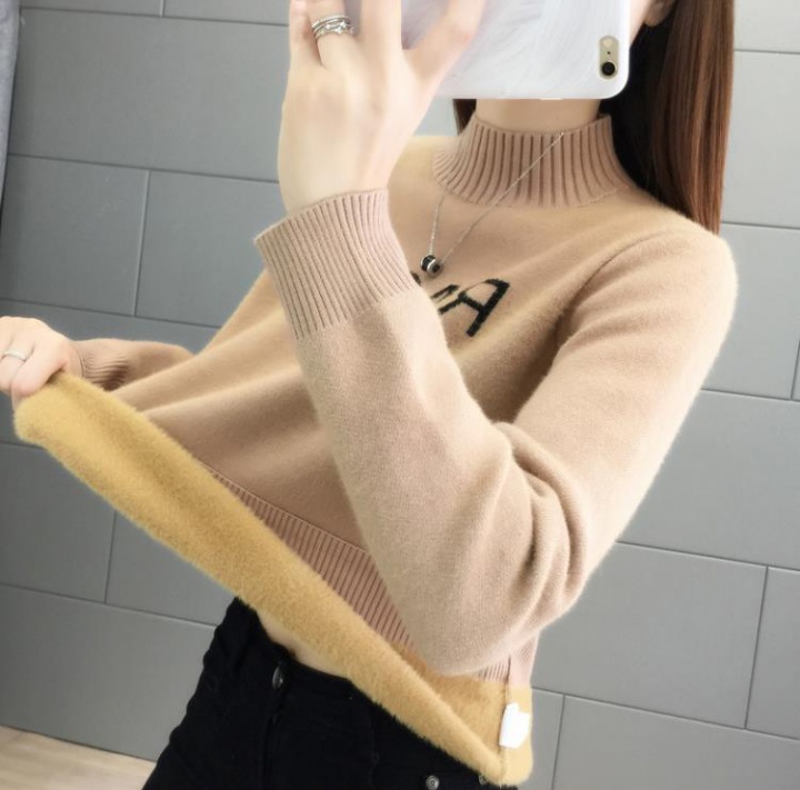 Villus plus velvet bottoming shirt all-match sweater