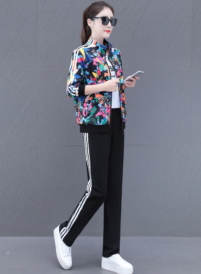 Casual printing Korean style hoodie 3pcs set for women