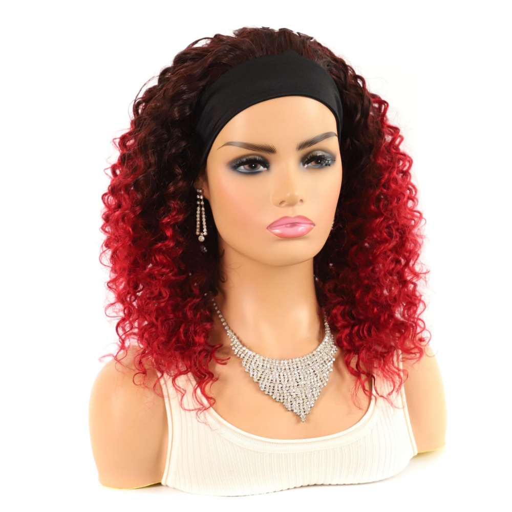 Bleaching long human hair wine-red black wig