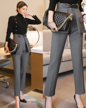 Fashion high collar suit pants knitted tops 2pcs set
