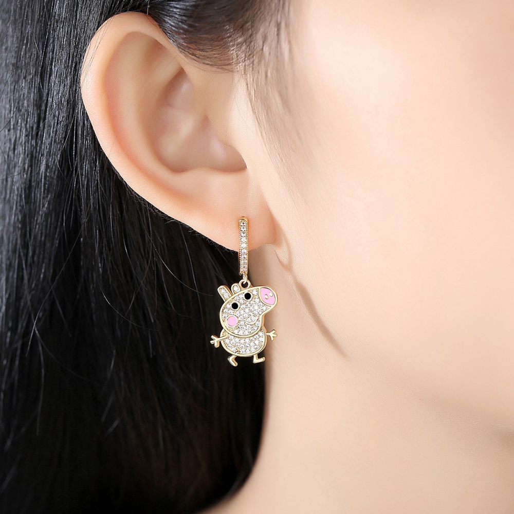 Plating inlay zircon stud earrings fashion animal earrings