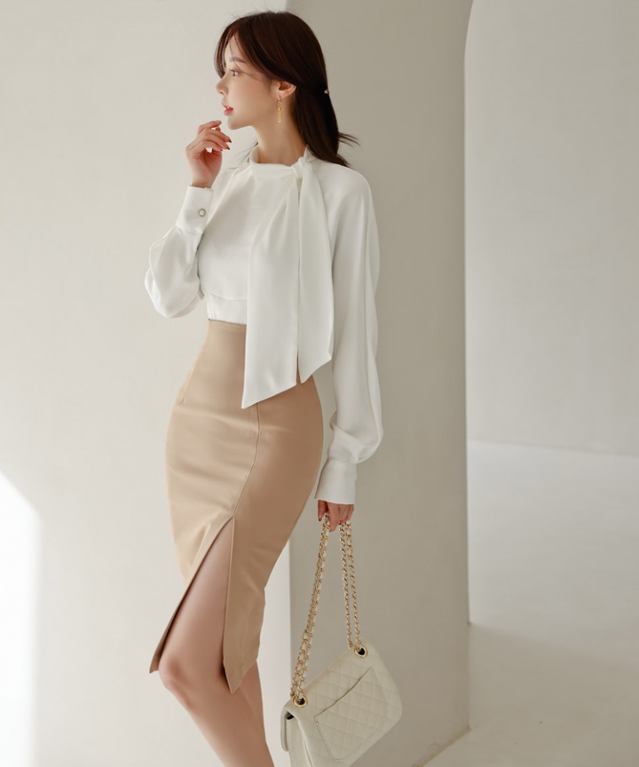 Split Korean style skirt frenum tops 2pcs set for women