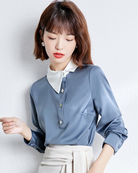 Spring long sleeve fashion satin shirt for women