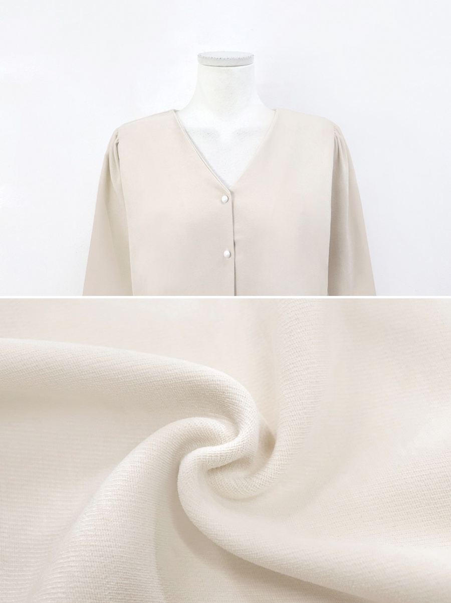 Simple V-neck all-match Korean style frenum shirt