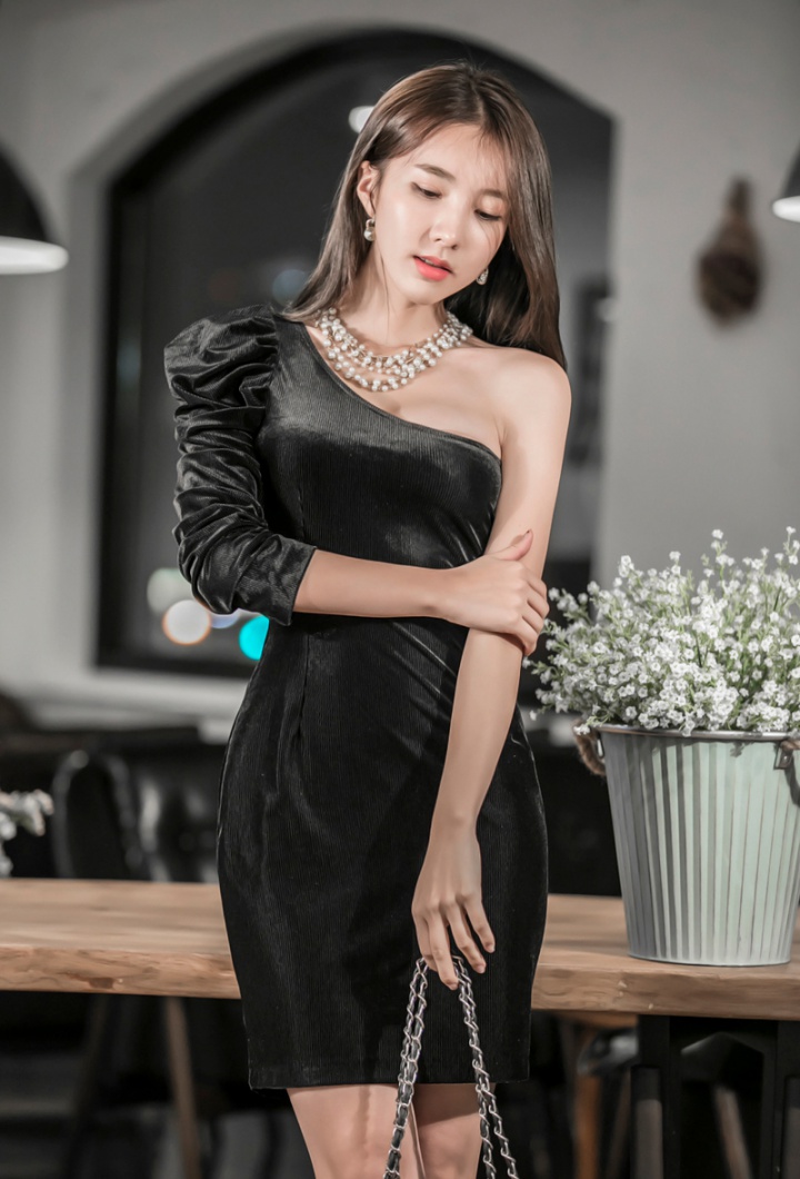 Strapless sexy dress corduroy T-back for women