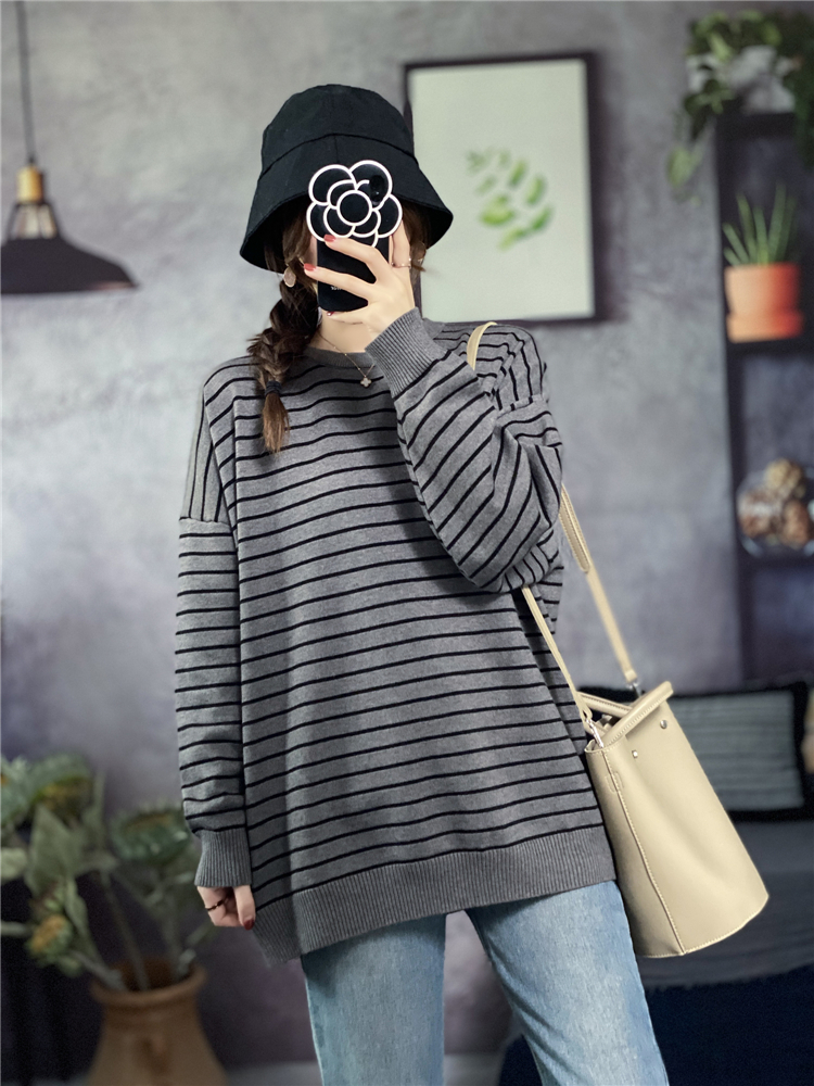 Round neck loose tops large yard all-match sweater for women