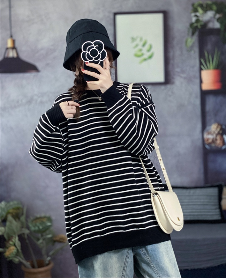 Round neck loose tops large yard all-match sweater for women