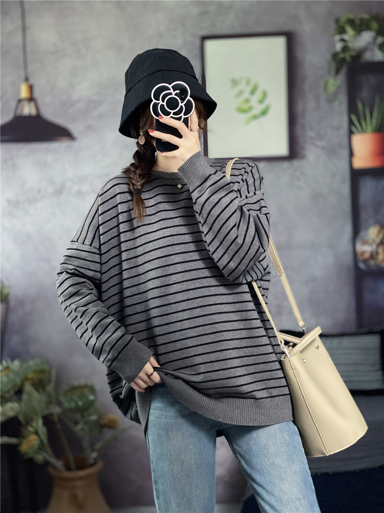 Round neck loose tops large yard all-match sweater for women