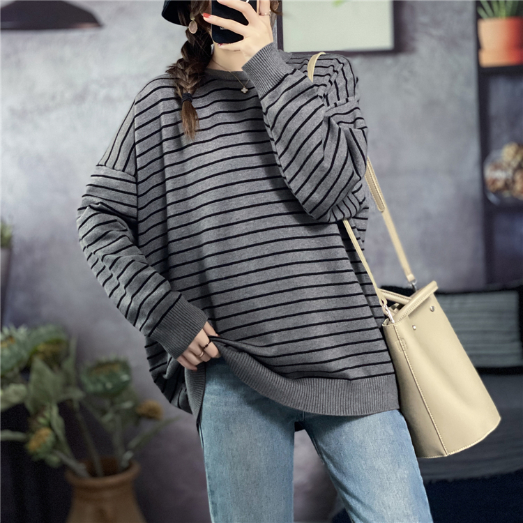 Round neck loose tops large yard all-match sweater for women