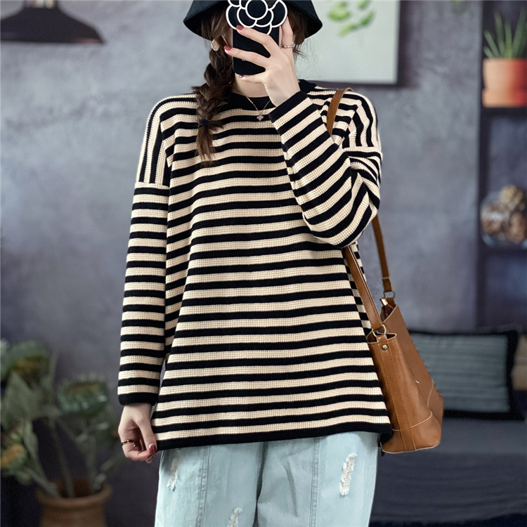 Stripe slim sweater Casual pullover tops for women