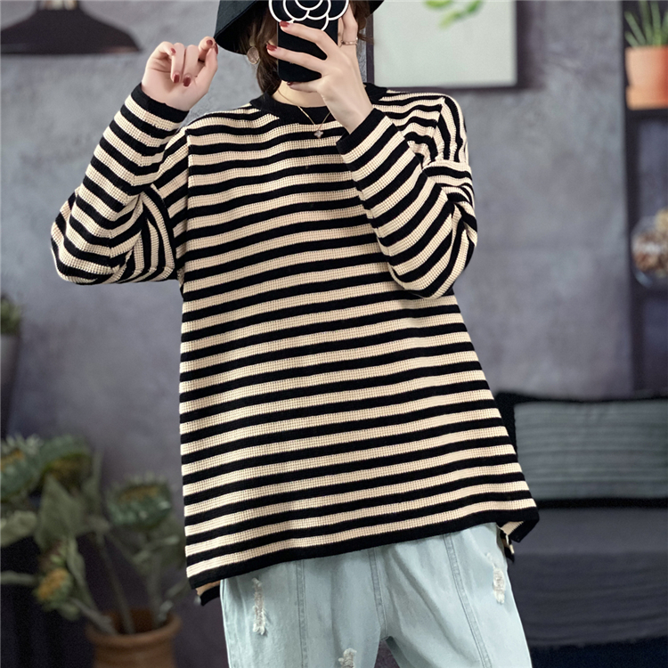 Stripe slim sweater Casual pullover tops for women