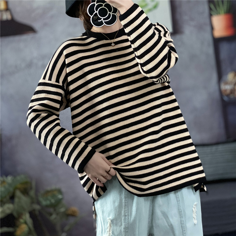 Stripe slim sweater Casual pullover tops for women