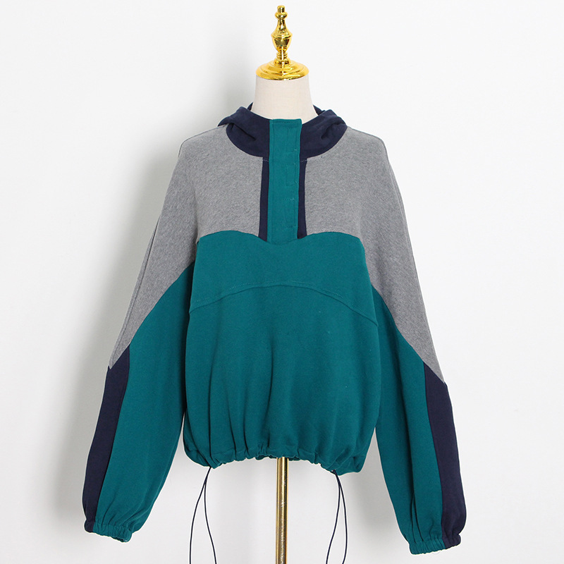 Autumn fashion hoodie splice mixed colors tops for women