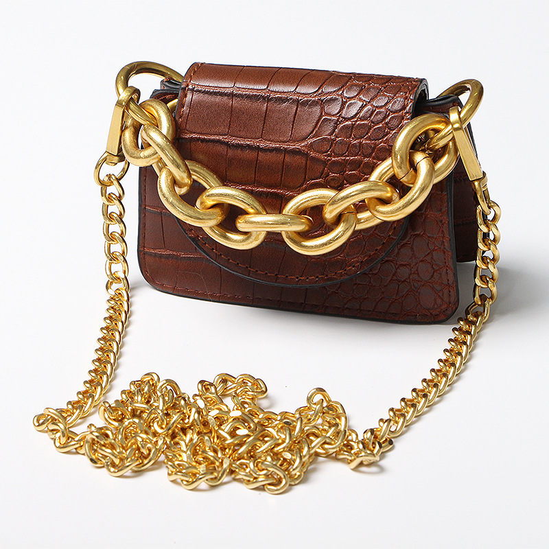 Locomotive fashion gold chain waist-bag for women
