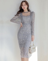Splice slim package hip long Korean style dress for women