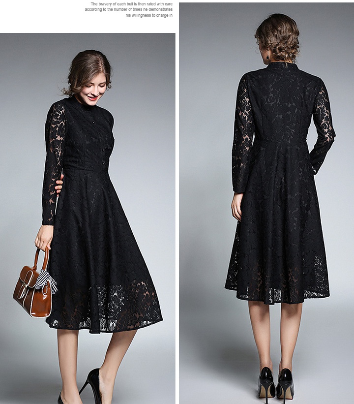 Slim long lace elegant retro dress for women