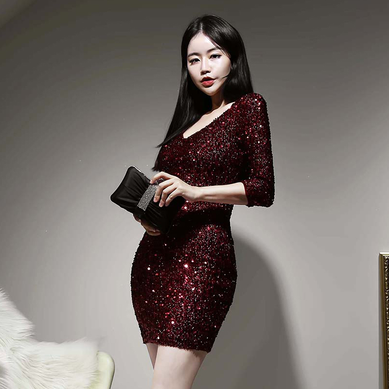 Korean style T-back package hip dress for women