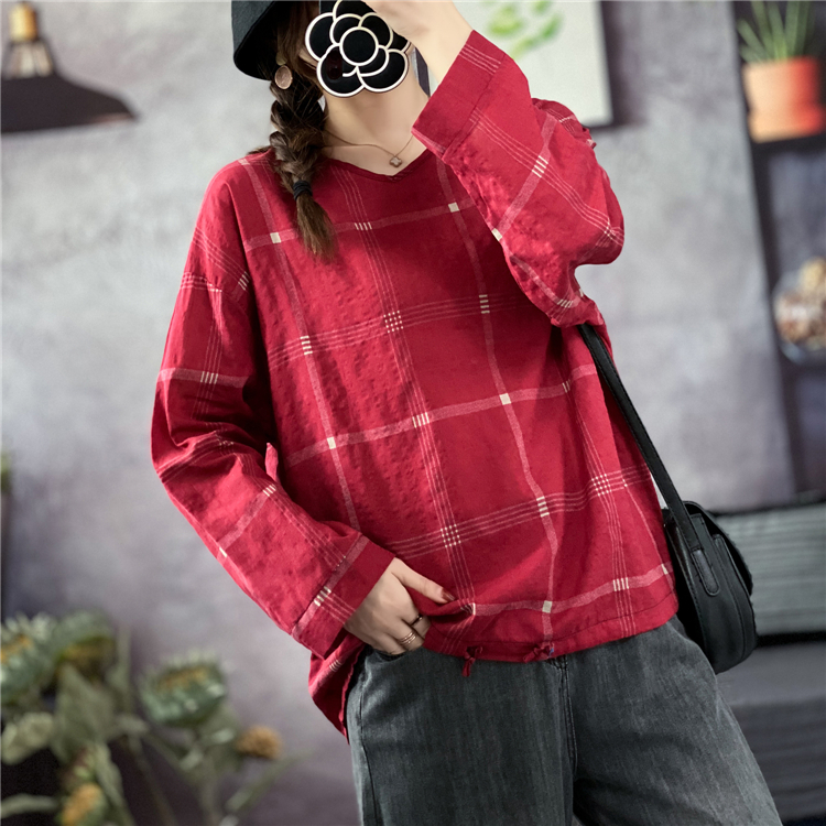 Large yard cotton linen shirts long sleeve tops