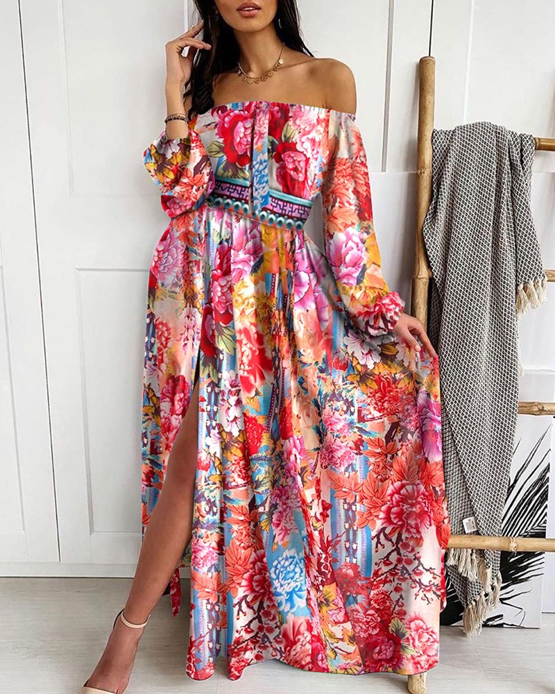 European style spring and summer printing loose sexy dress