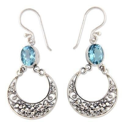European style mosaic earrings blue retro ear-drop