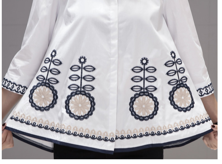 Cstand collar embroidered shirt European style tops