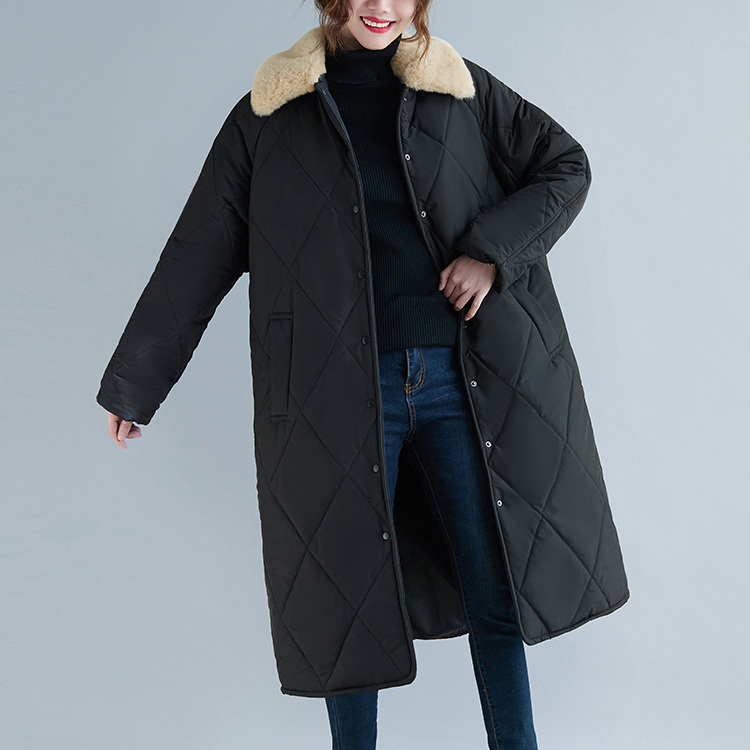 Fur collar large yard coat clip cotton thermal cotton coat