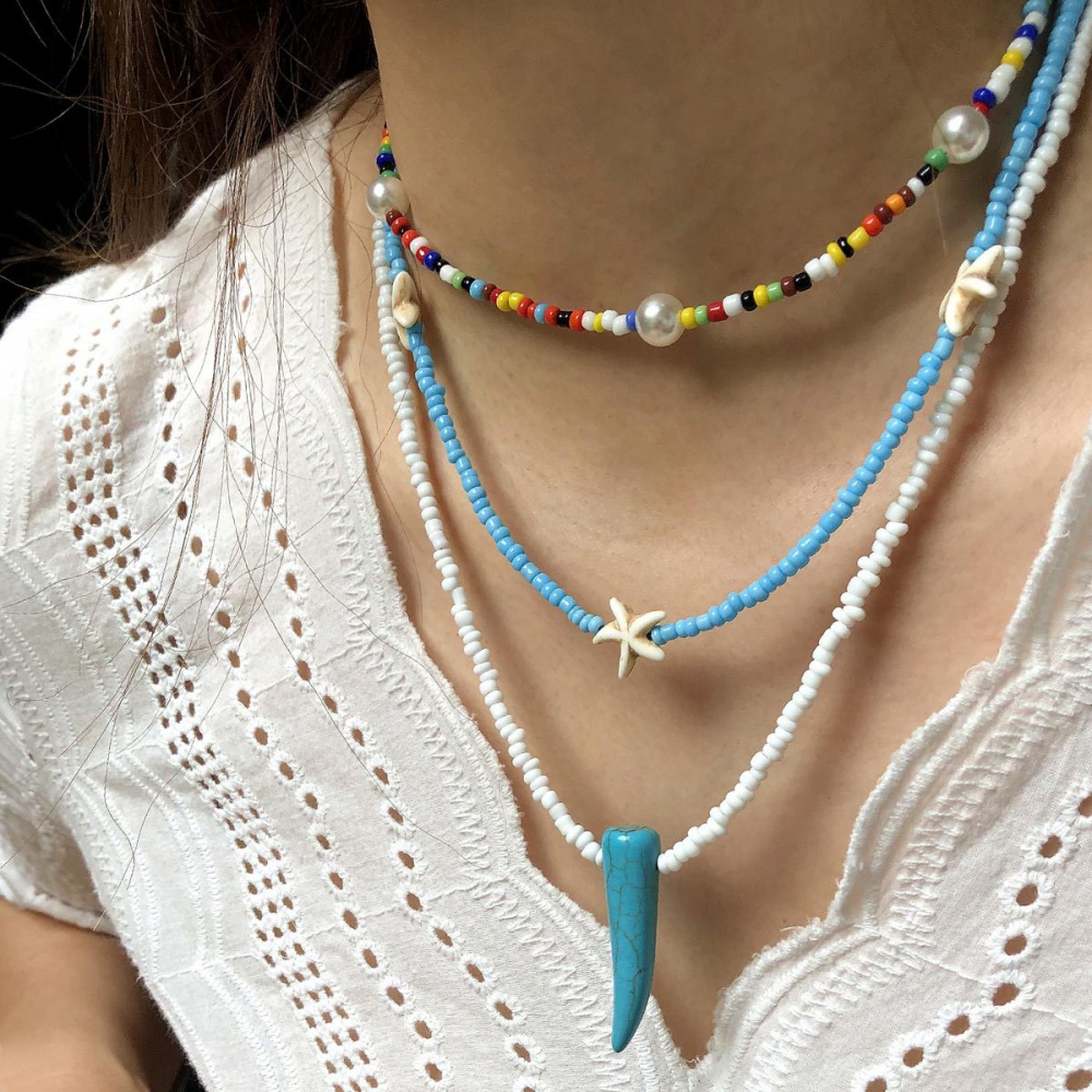 Bohemian style beads accessories multilayer necklace