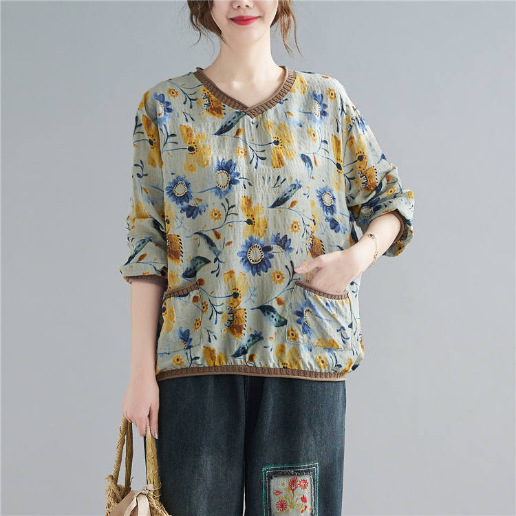 Large yard all-match tops long sleeve colors T-shirt for women