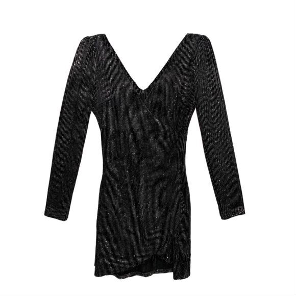 Long sleeve V-neck sexy bottoming dress for women