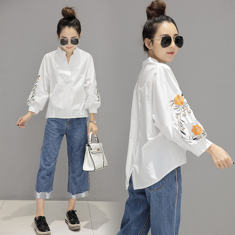 All-match V-neck spring long sleeve shirt for women