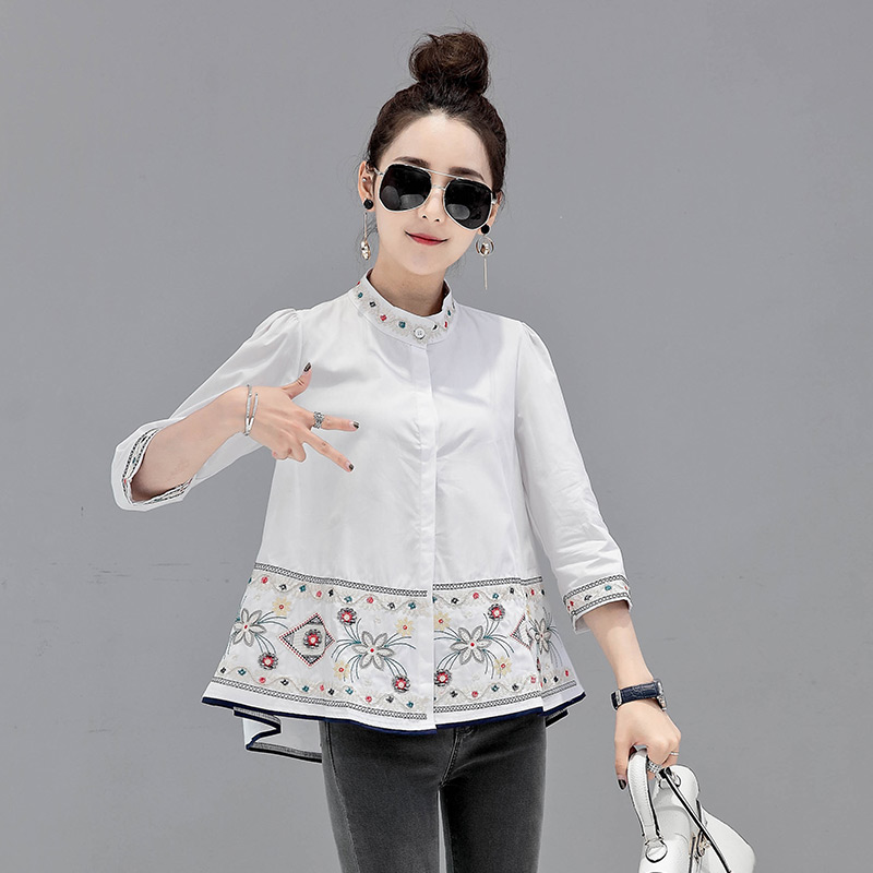 Spring shirt cstand collar doll shirt for women