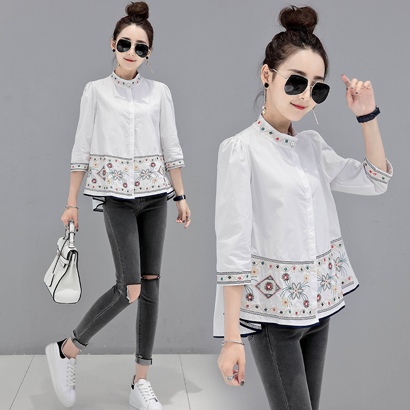 Spring shirt cstand collar doll shirt for women