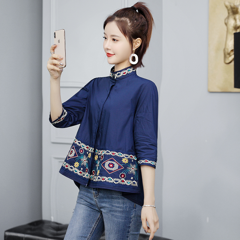 Spring shirt cstand collar doll shirt for women