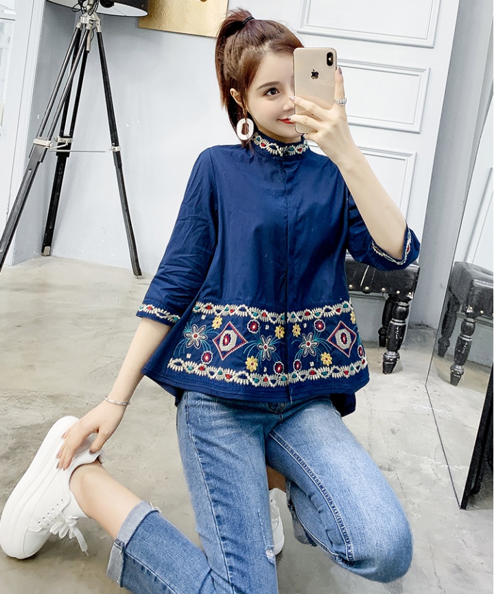 Spring shirt cstand collar doll shirt for women