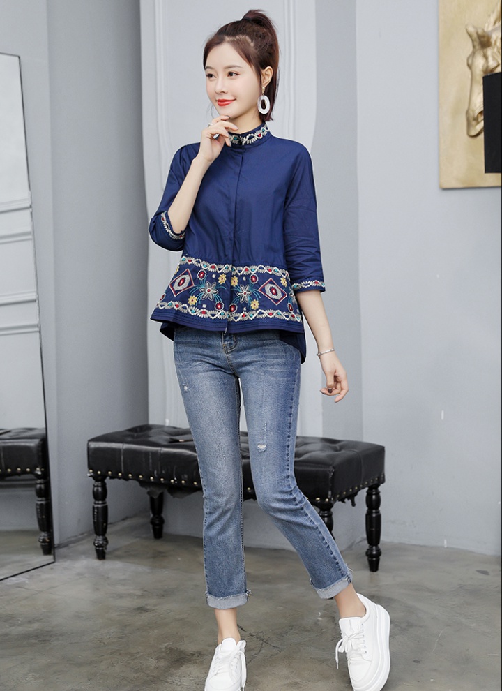 Spring shirt cstand collar doll shirt for women