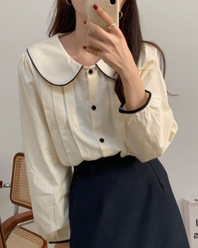 Simple pure long sleeve doll collar Korean style shirt