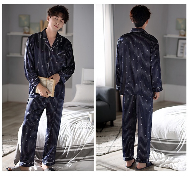 Simple cardigan long sleeve pajamas a set for men