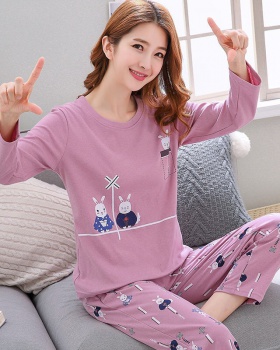 Rabbit homewear long sleeve milk silk pajamas a set for women