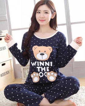Milk silk homewear thin polka dot pajamas 2pcs set for women