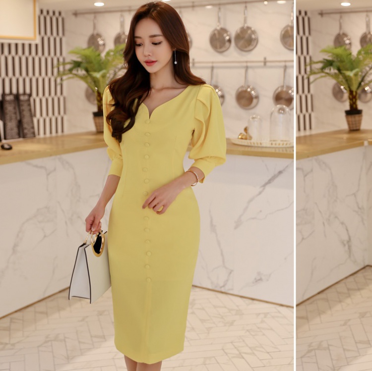 Temperament split Korean style dress for women